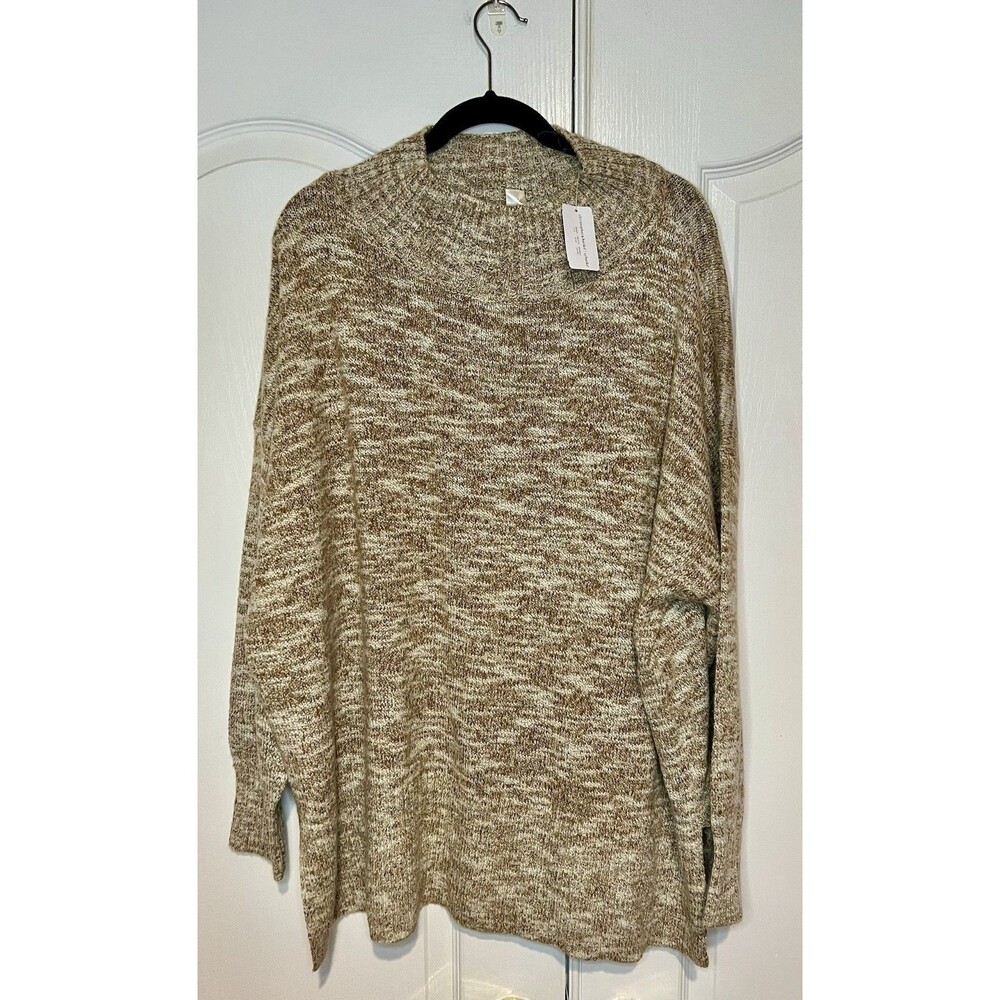 CJ Banks Christopher & Banks Sweater Plus Size 3X Tan Marled Knit Top Soft NWT